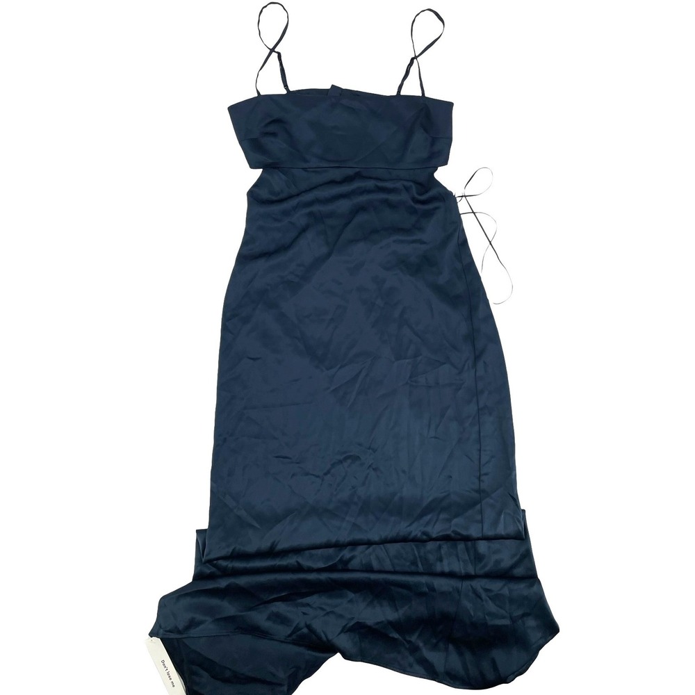 Reformation Women's Dress Jane Satin Navy Blue Size 8 NWT